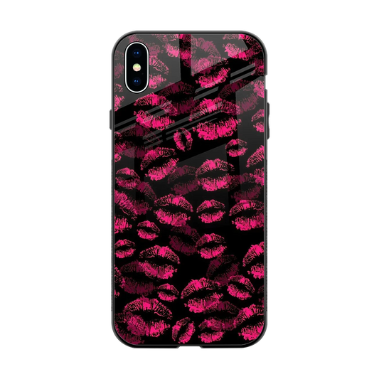 Lip Glam Black back phone cover | glass case for iphone xs max
