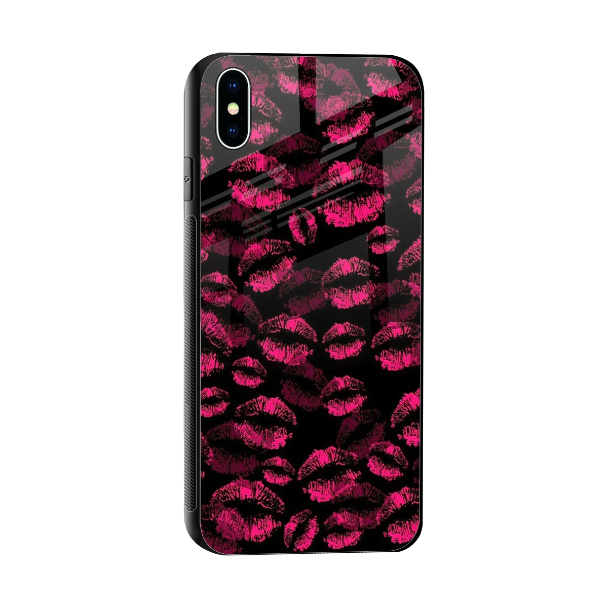 Lip Glam Black sleek iphone xs max cover with tempered glass back and TPU edges