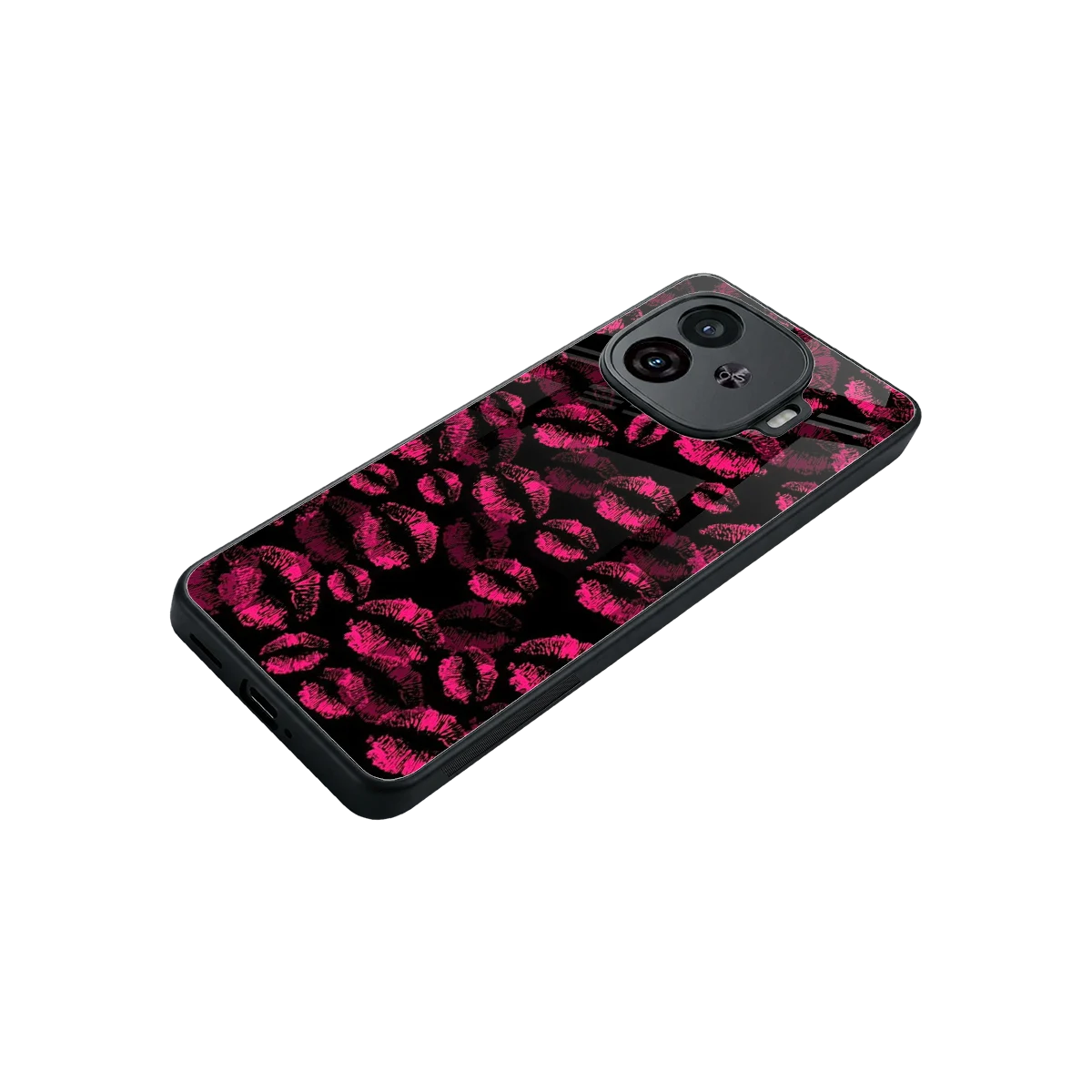 Lip Glam Black stylish phone case for iqoo neo 10r 5g | glossy glass and slim fit