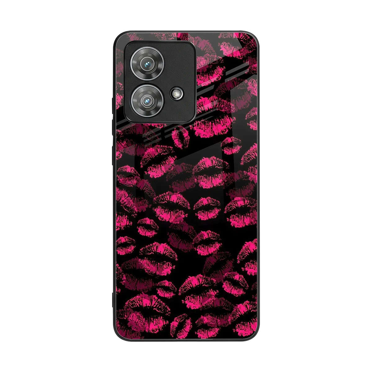 Lip Glam Black back phone cover | glass case for motorola edge 40 neo 5g