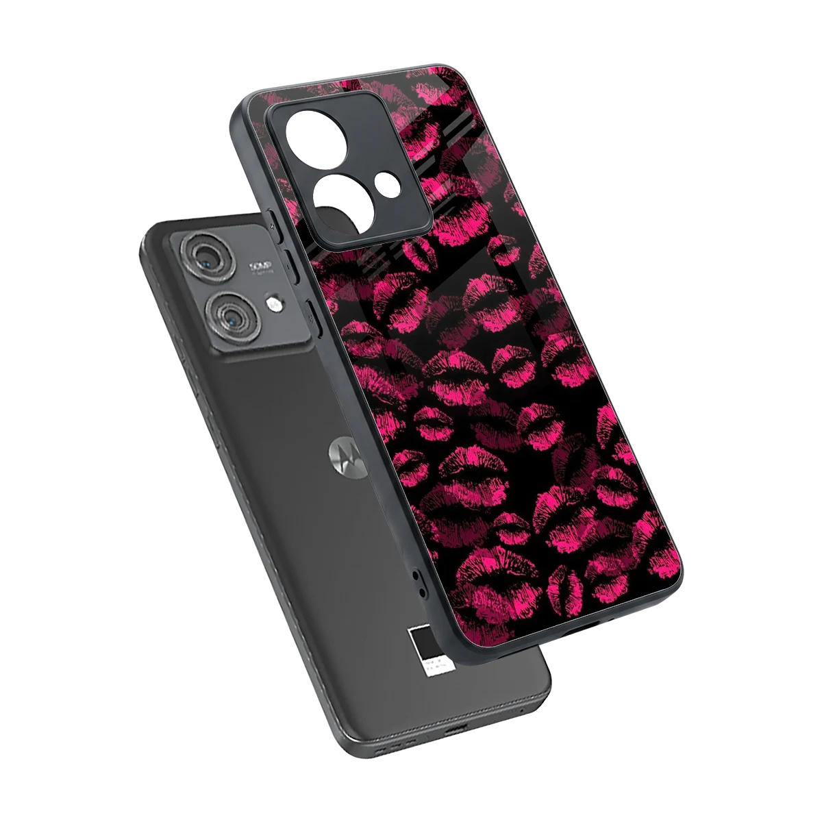 Lip Glam Black sleek motorola edge 40 neo 5g cover with tempered glass back and TPU edges