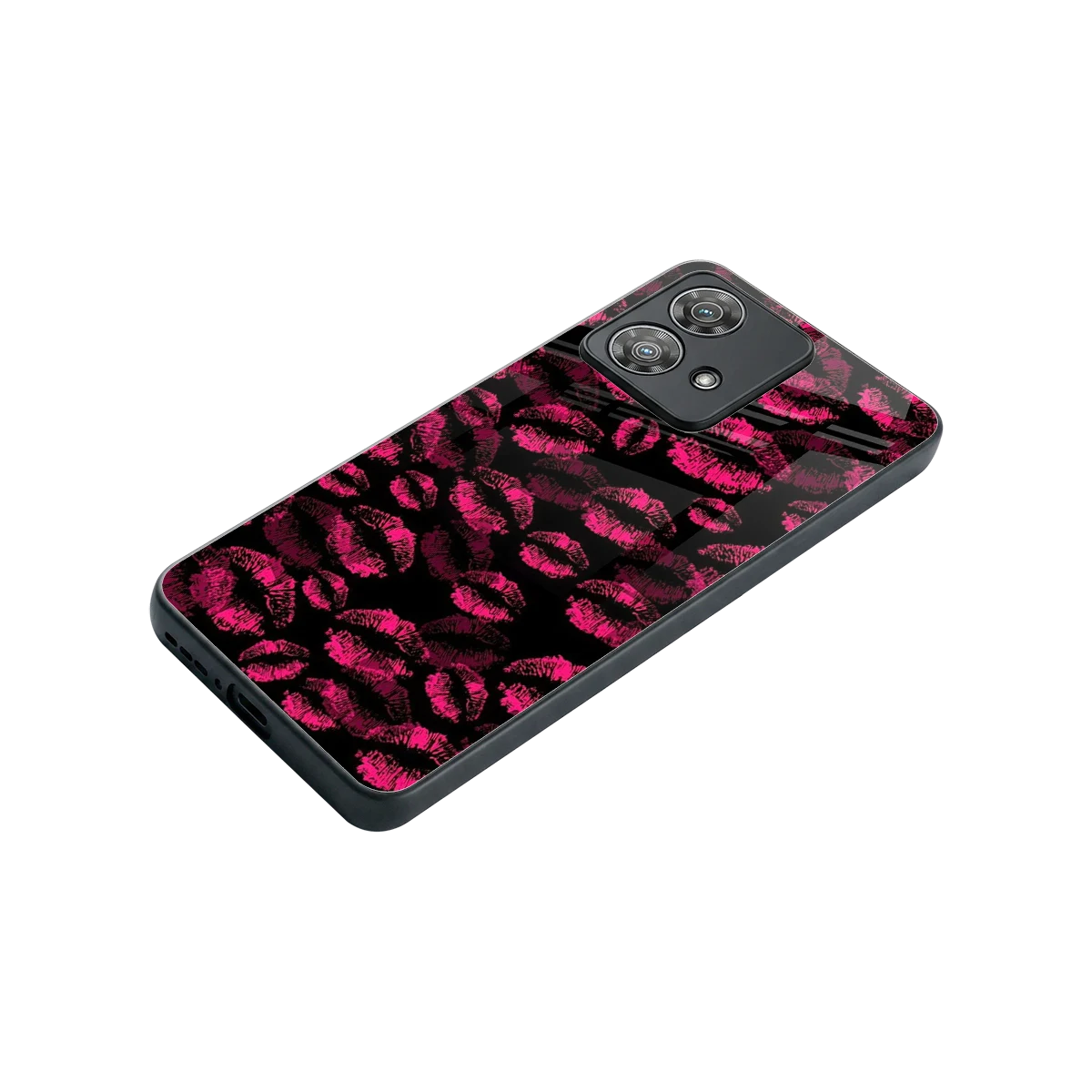 Lip Glam Black stylish phone case for motorola edge 40 neo 5g | glossy glass and slim fit