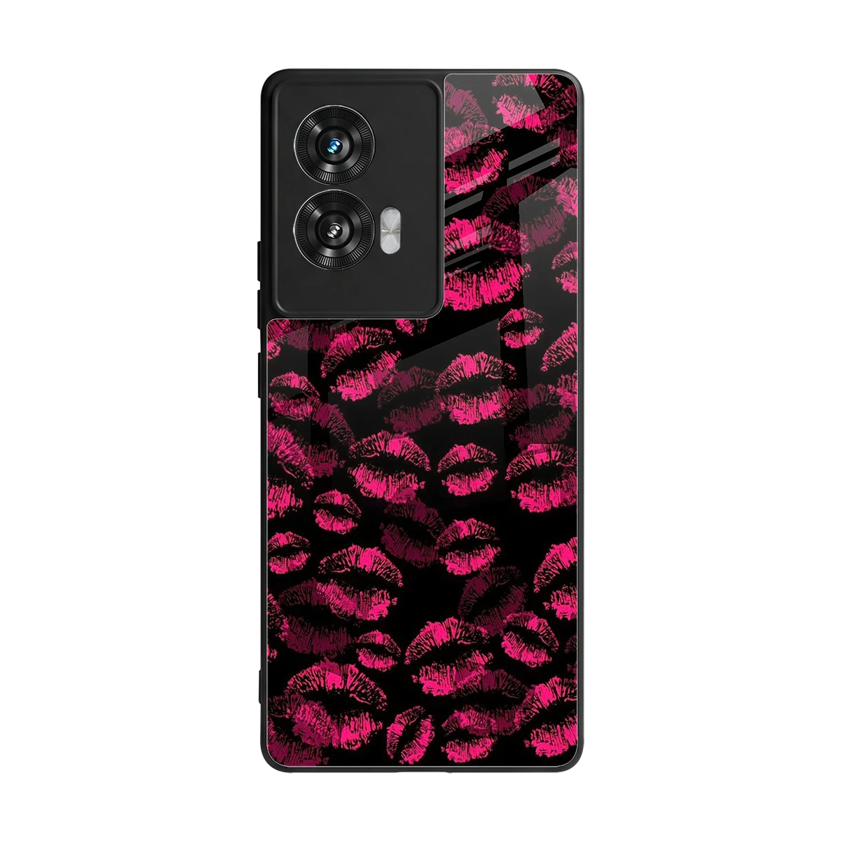 Lip Glam Black back phone cover | glass case for motorola edge 50 fusion