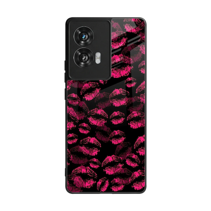 Lip Glam Black back phone cover | glass case for motorola edge 50 fusion