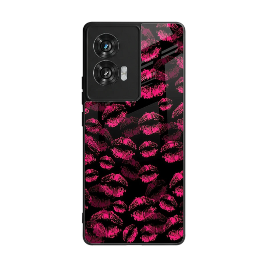 Lip Glam Black back phone cover | glass case for motorola edge 50 fusion