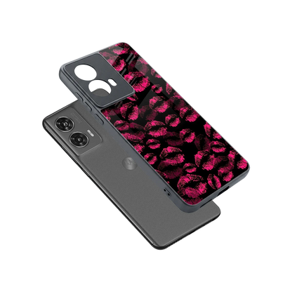 Lip Glam Black sleek motorola edge 50 fusion cover with tempered glass back and TPU edges