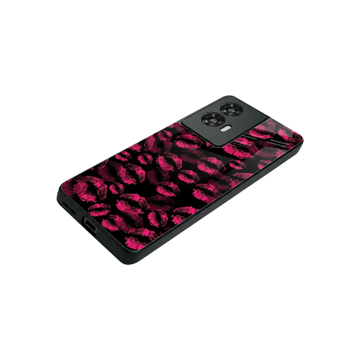 Lip Glam Black stylish phone case for motorola edge 50 fusion | glossy glass and slim fit