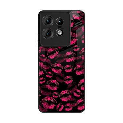 Lip Glam Black back phone cover | glass case for motorola edge 50 pro