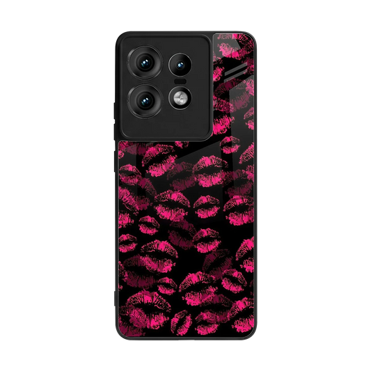 Lip Glam Black back phone cover | glass case for motorola edge 50 pro