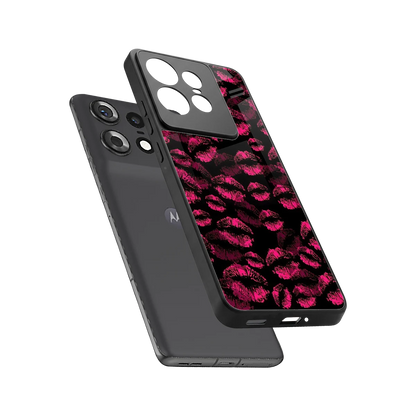 Lip Glam Black sleek motorola edge 50 pro cover with tempered glass back and TPU edges