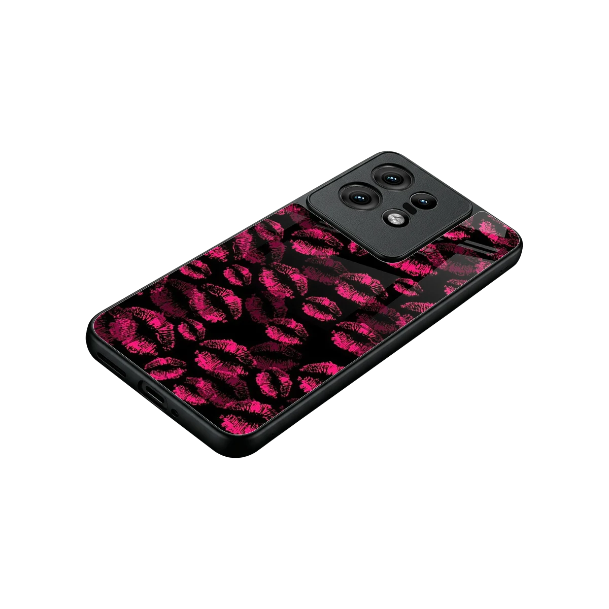 Lip Glam Black stylish phone case for motorola edge 50 pro | glossy glass and slim fit