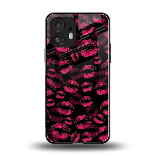 Lip Glam Black back phone cover | glass case for nothing phone 2