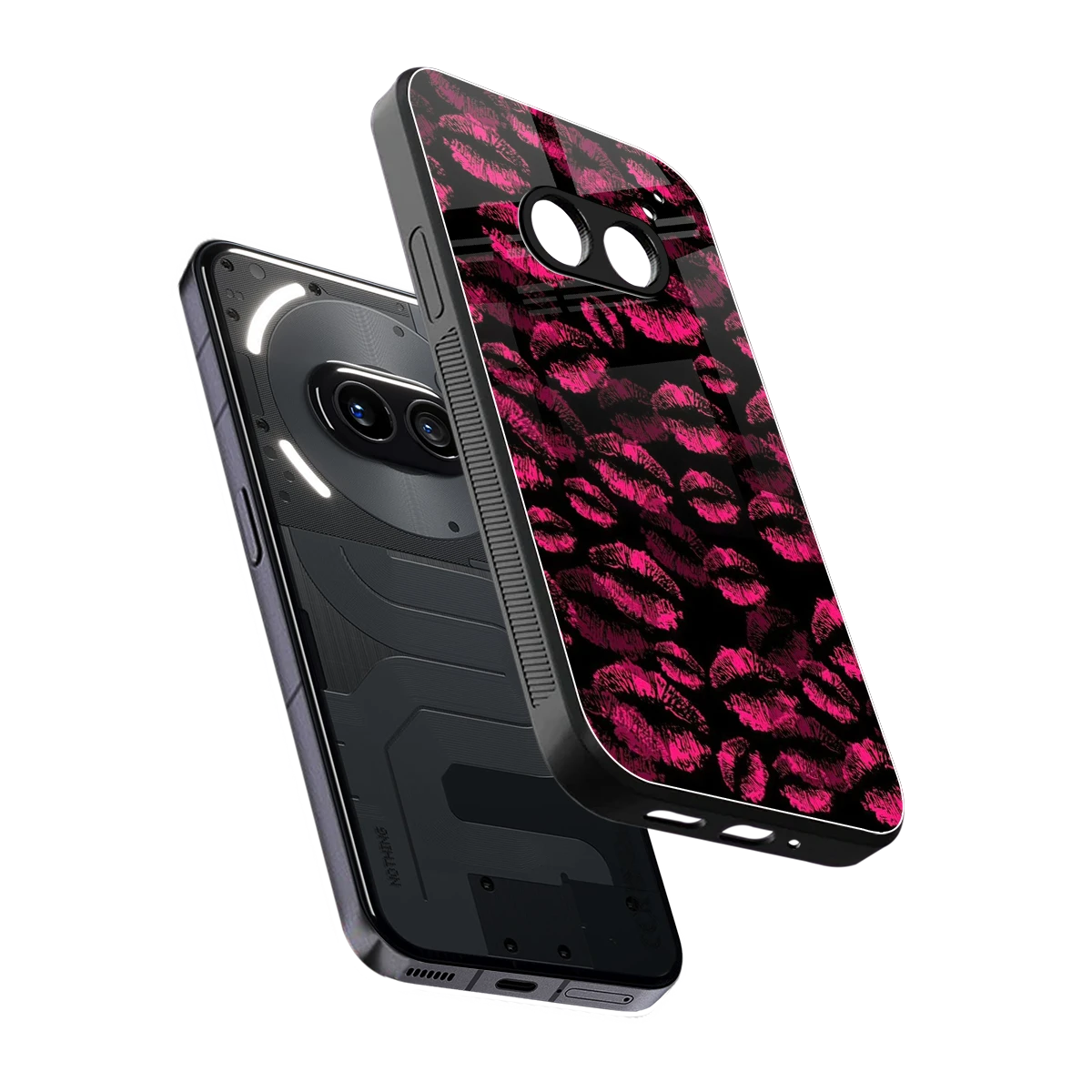 Lip Glam Black sleek nothing phone 2a plus cover with tempered glass back and TPU edges