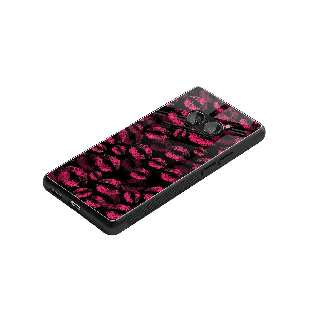 Lip Glam Black stylish phone case for nothing phone 2a | glossy glass and slim fit