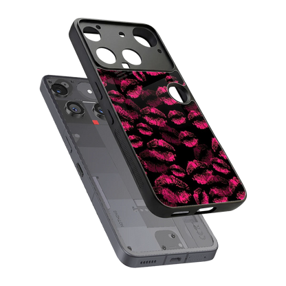 Lip Glam Black sleek nothing phone 3 cover with tempered glass back and TPU edges