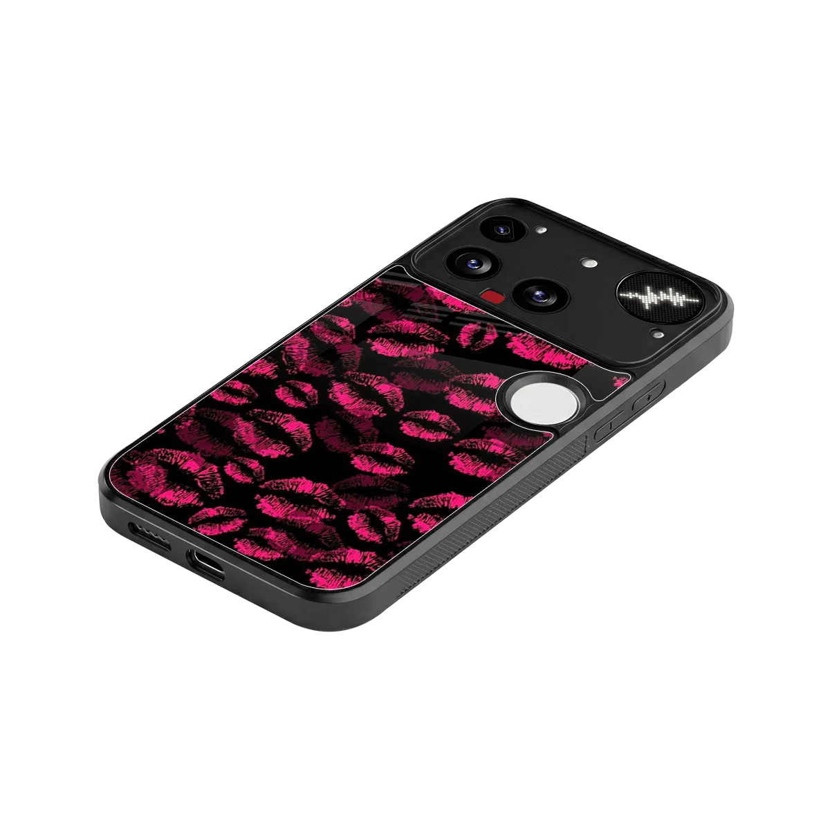 Lip Glam Black stylish phone case for nothing phone 3 | glossy glass and slim fit