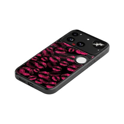 Lip Glam Black stylish phone case for nothing phone 3 | glossy glass and slim fit
