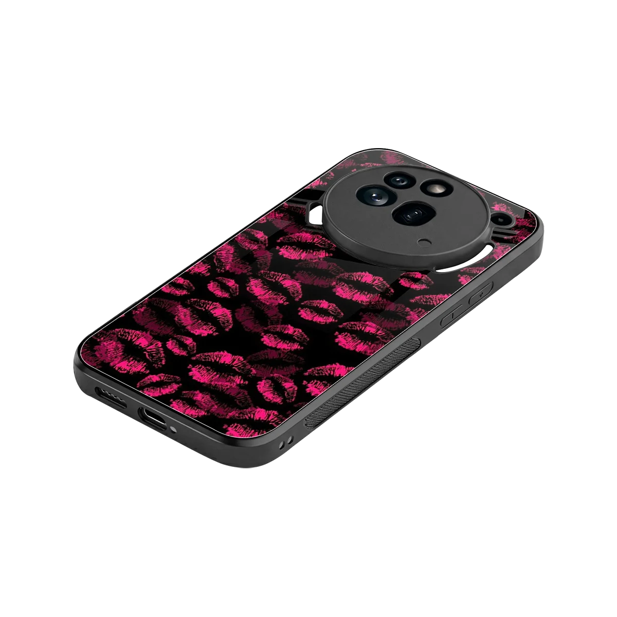 Lip Glam Black stylish phone case for nothing phone 3a pro | glossy glass and slim fit