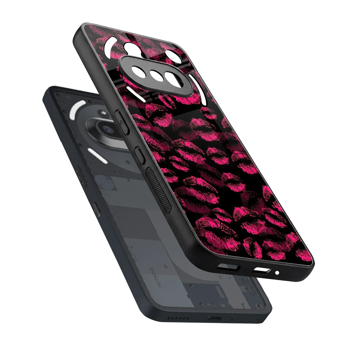 Lip Glam Black sleek nothing phone 3a cover with tempered glass back and TPU edges