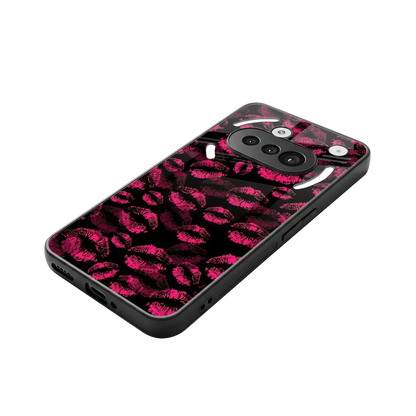 Lip Glam Black stylish phone case for nothing phone 3a | glossy glass and slim fit