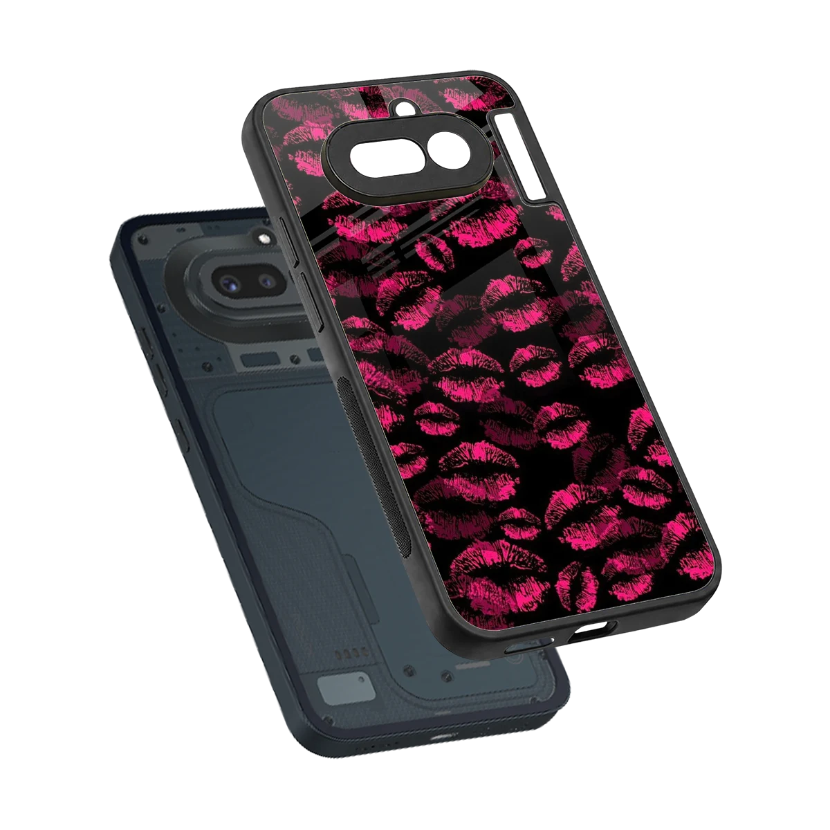 Lip Glam Black sleek nothing phone 4a cover with tempered glass back and TPU edges