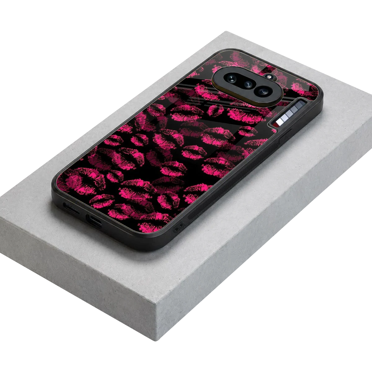 Lip Glam Black stylish phone case for nothing phone 4a | glossy glass and slim fit