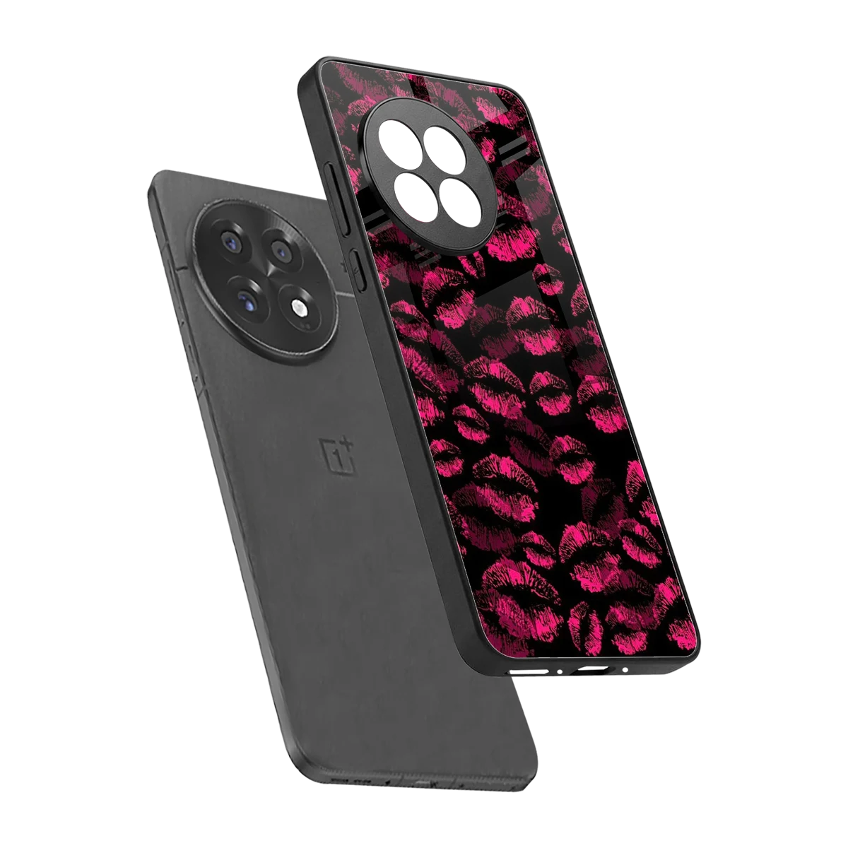 Lip Glam Black sleek oneplus 13r cover with tempered glass back and TPU edges