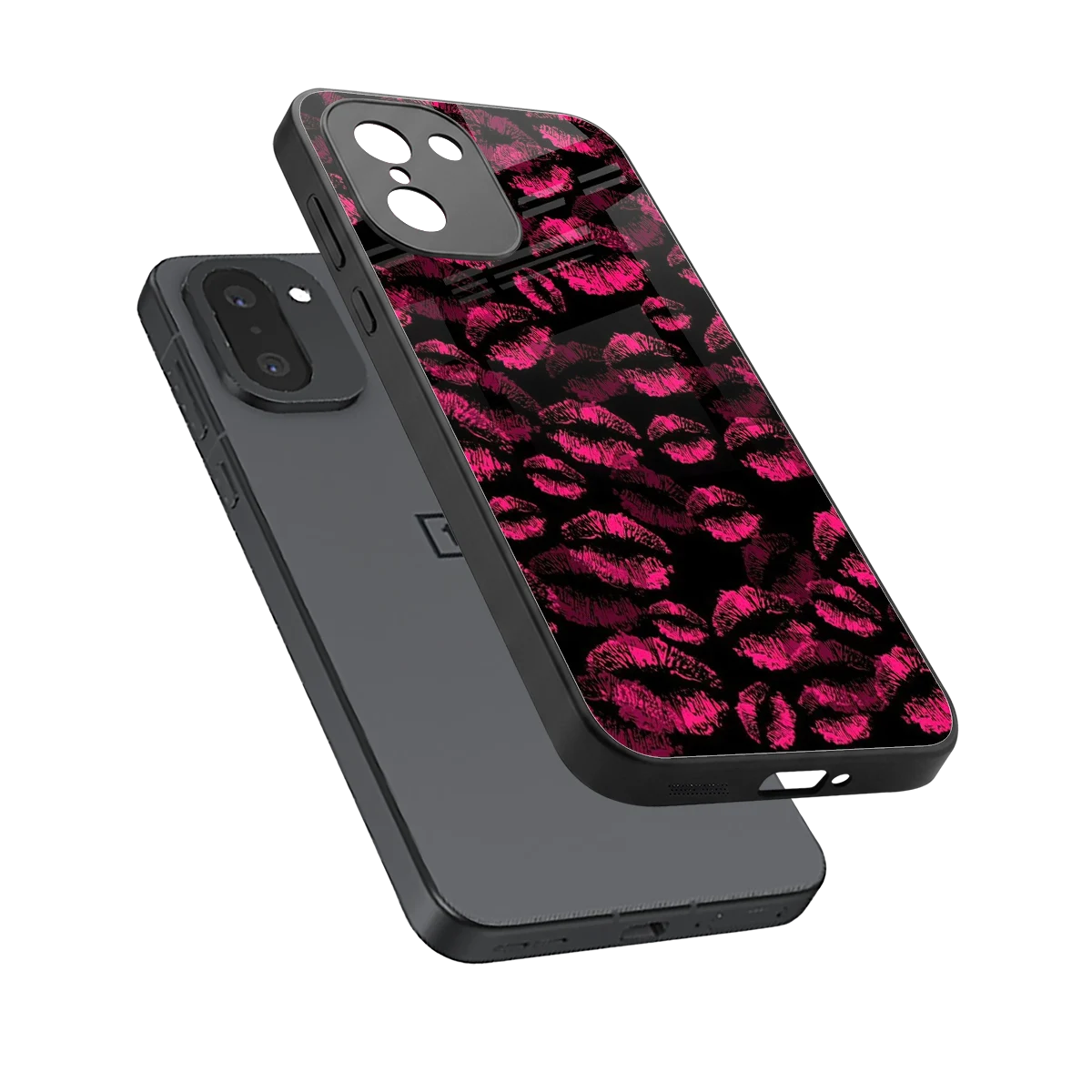 Lip Glam Black sleek oneplus 15r cover with tempered glass back and TPU edges