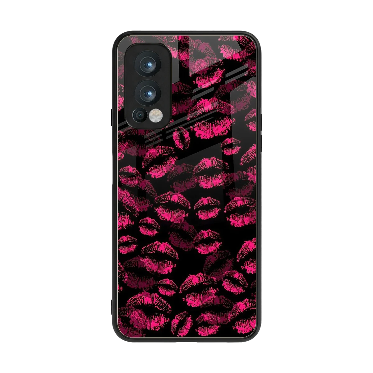 Lip Glam Black back phone cover | glass case for oneplus nord 2