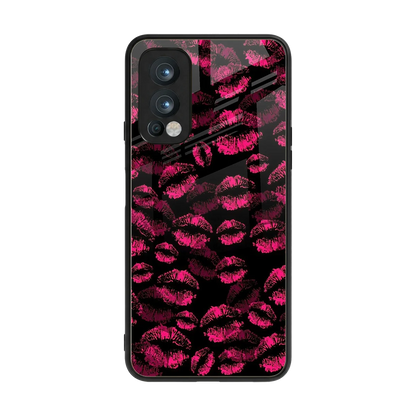 Lip Glam Black back phone cover | glass case for oneplus nord 2