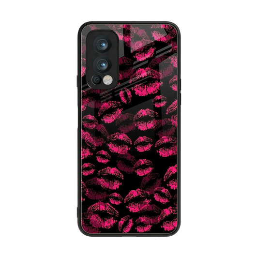 Lip Glam Black back phone cover | glass case for oneplus nord 2