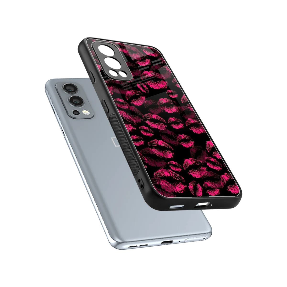 Lip Glam Black sleek oneplus nord 2 cover with tempered glass back and TPU edges