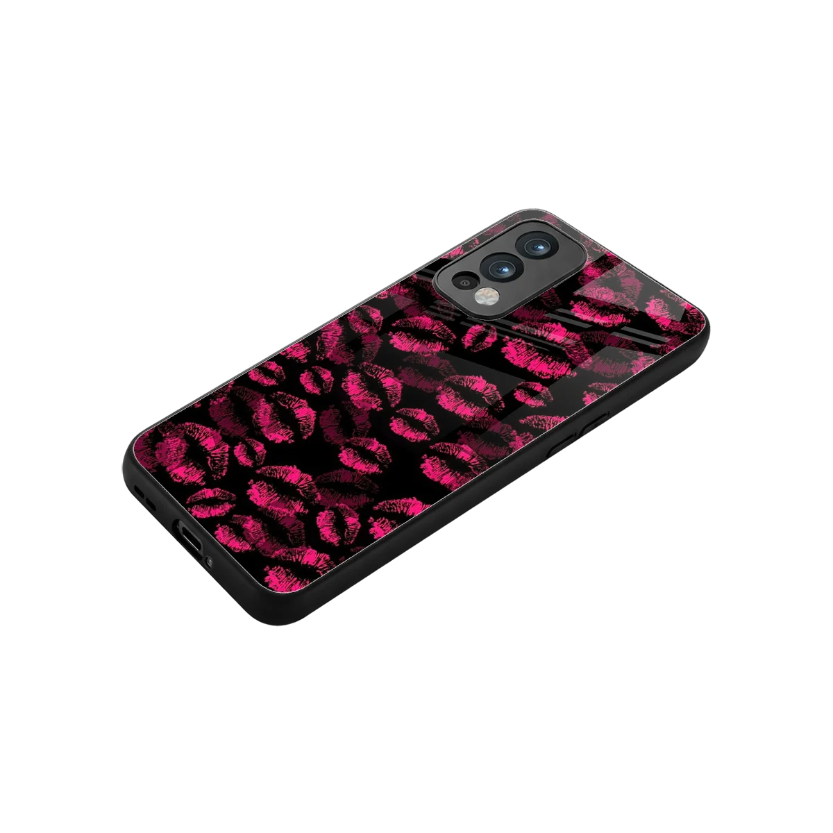 Lip Glam Black stylish phone case for oneplus nord 2 | glossy glass and slim fit