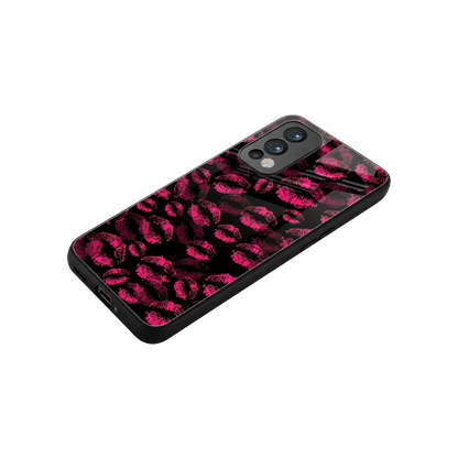 Lip Glam Black stylish phone case for oneplus nord 2 | glossy glass and slim fit