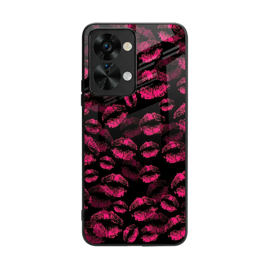 Lip Glam Black back phone cover | glass case for oneplus nord 2t
