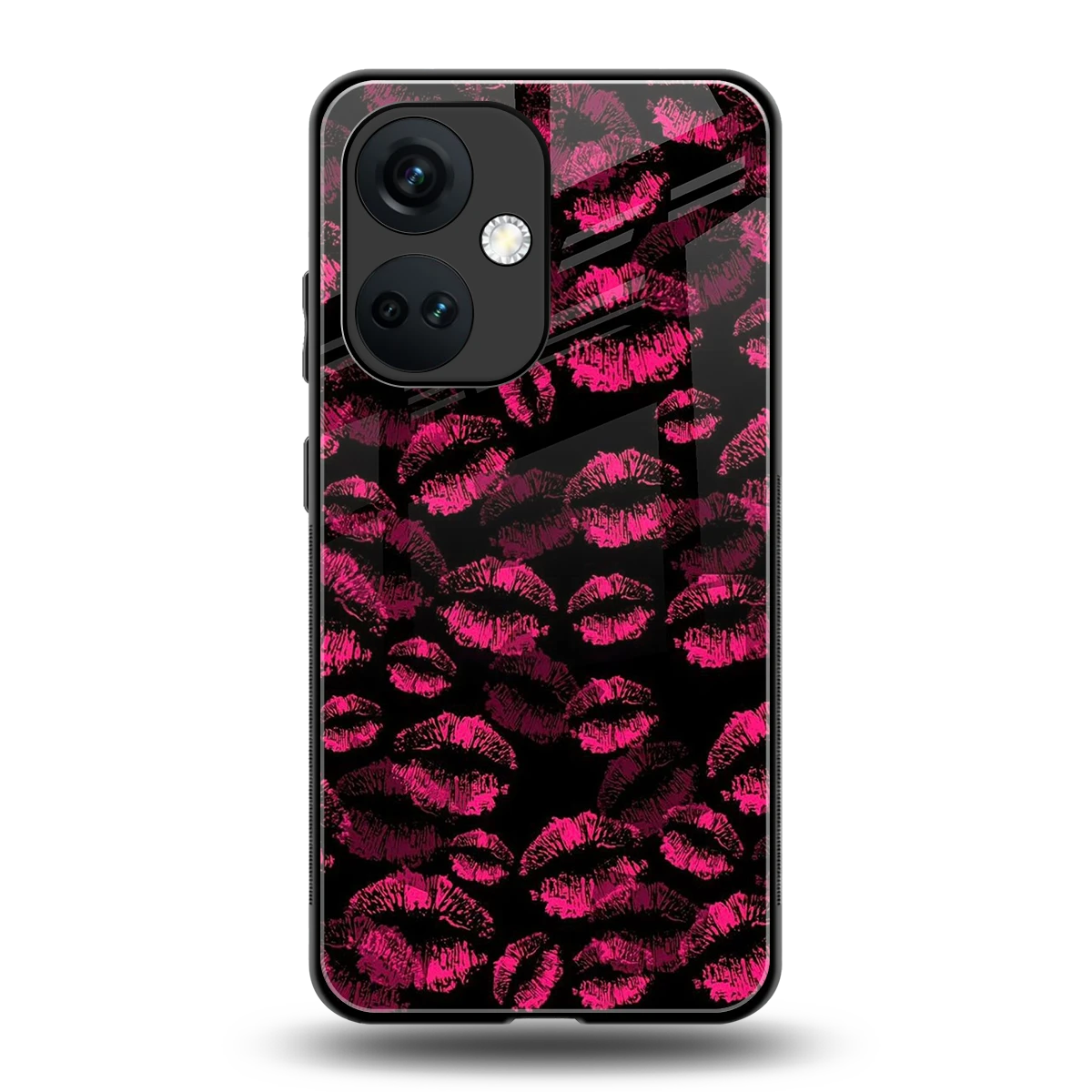 Lip Glam Black back phone cover | glass case for oneplus nord ce 3