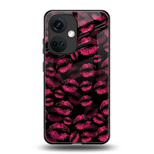 Lip Glam Black back phone cover | glass case for oneplus nord ce 3