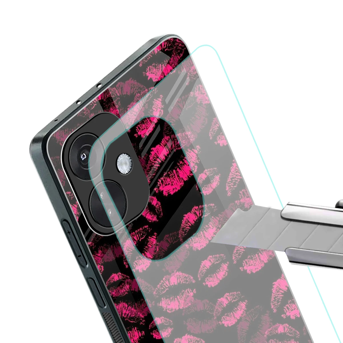 Lip Glam Black stylish phone case for oneplus nord ce 3 | glossy glass and slim fit