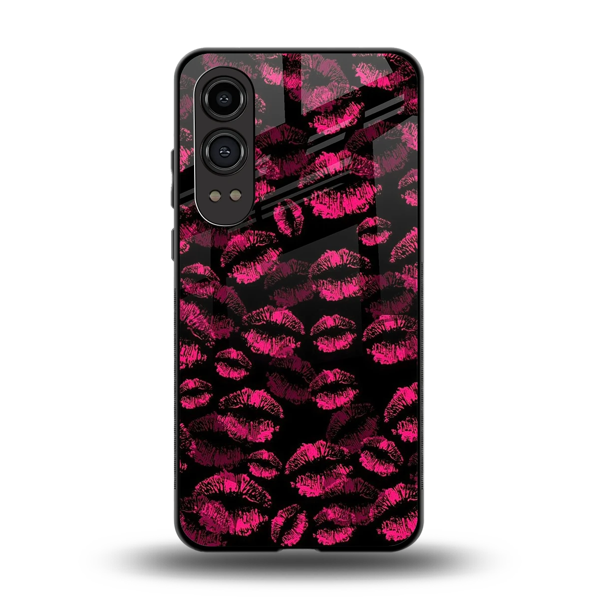 Lip Glam Black back phone cover | glass case for oneplus nord ce 4 lite