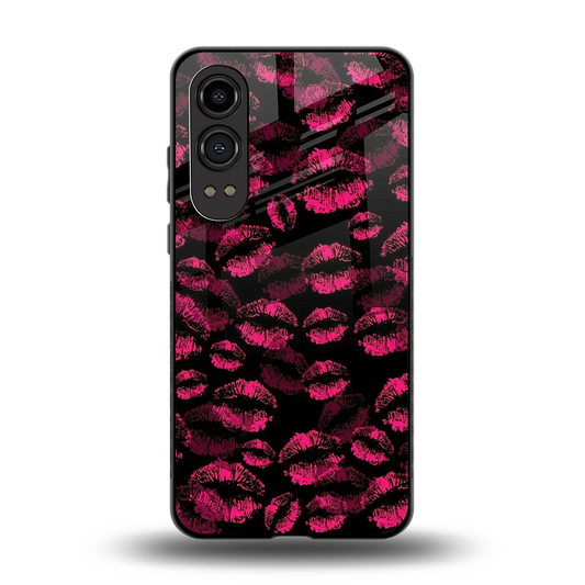 Lip Glam Black back phone cover | glass case for oneplus nord ce 4 lite