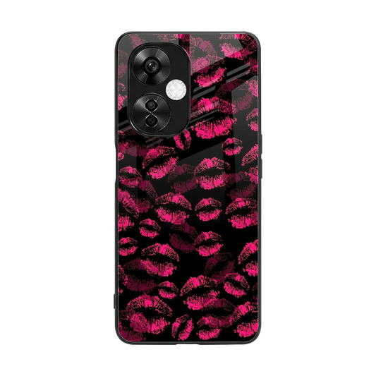 Lip Glam Black back phone cover | glass case for oneplus nord ce 3 lite