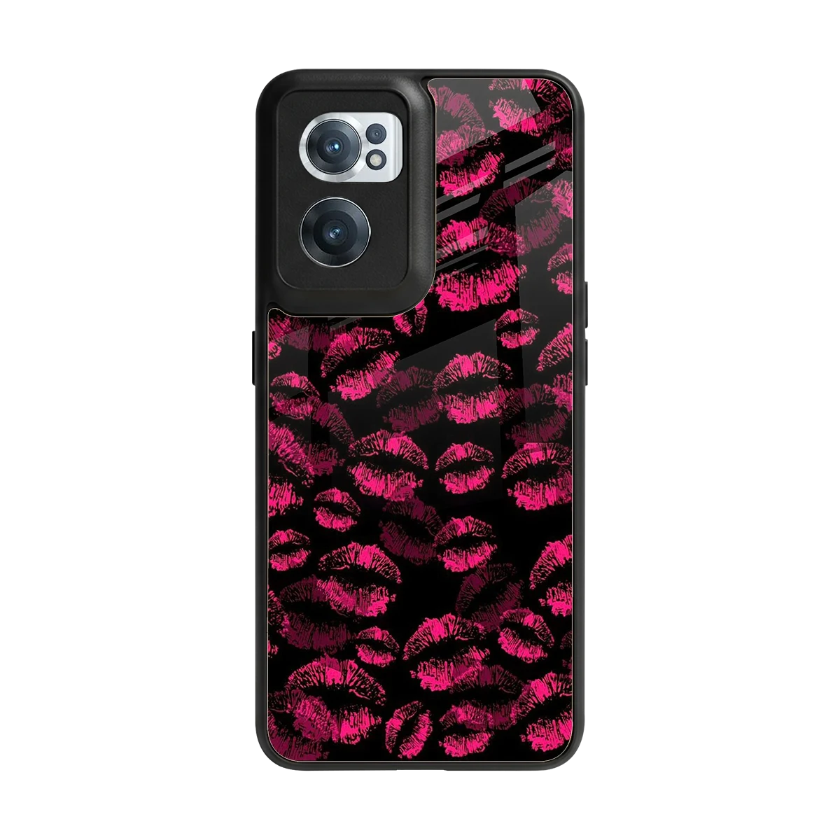 Lip Glam Black back phone cover | glass case for oneplus nord ce 2