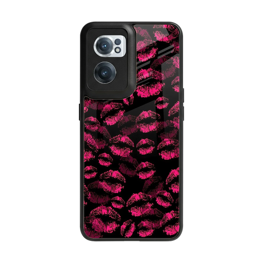 Lip Glam Black back phone cover | glass case for oneplus nord ce 2