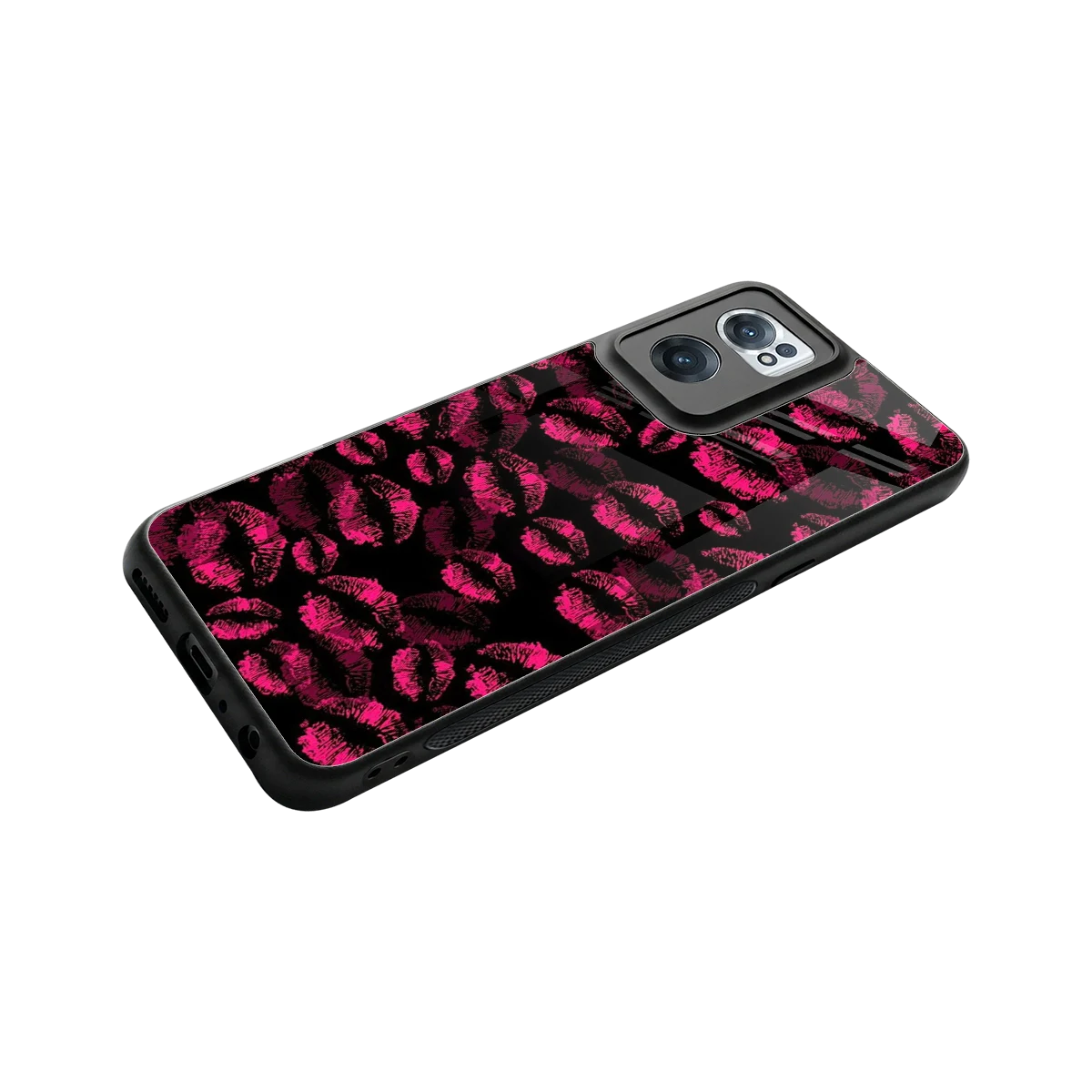 Lip Glam Black stylish phone case for oneplus nord ce 2 | glossy glass and slim fit