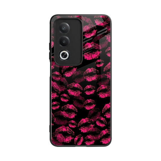 Lip Glam Black back phone cover | glass case for oppo a3 pro