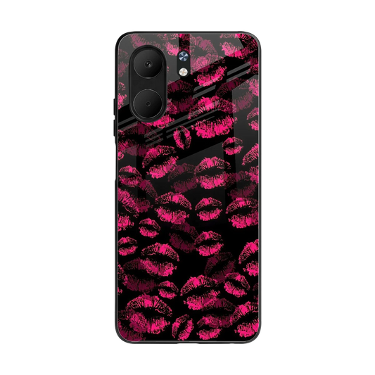 Lip Glam Black back phone cover | glass case for oppo a5x 5g