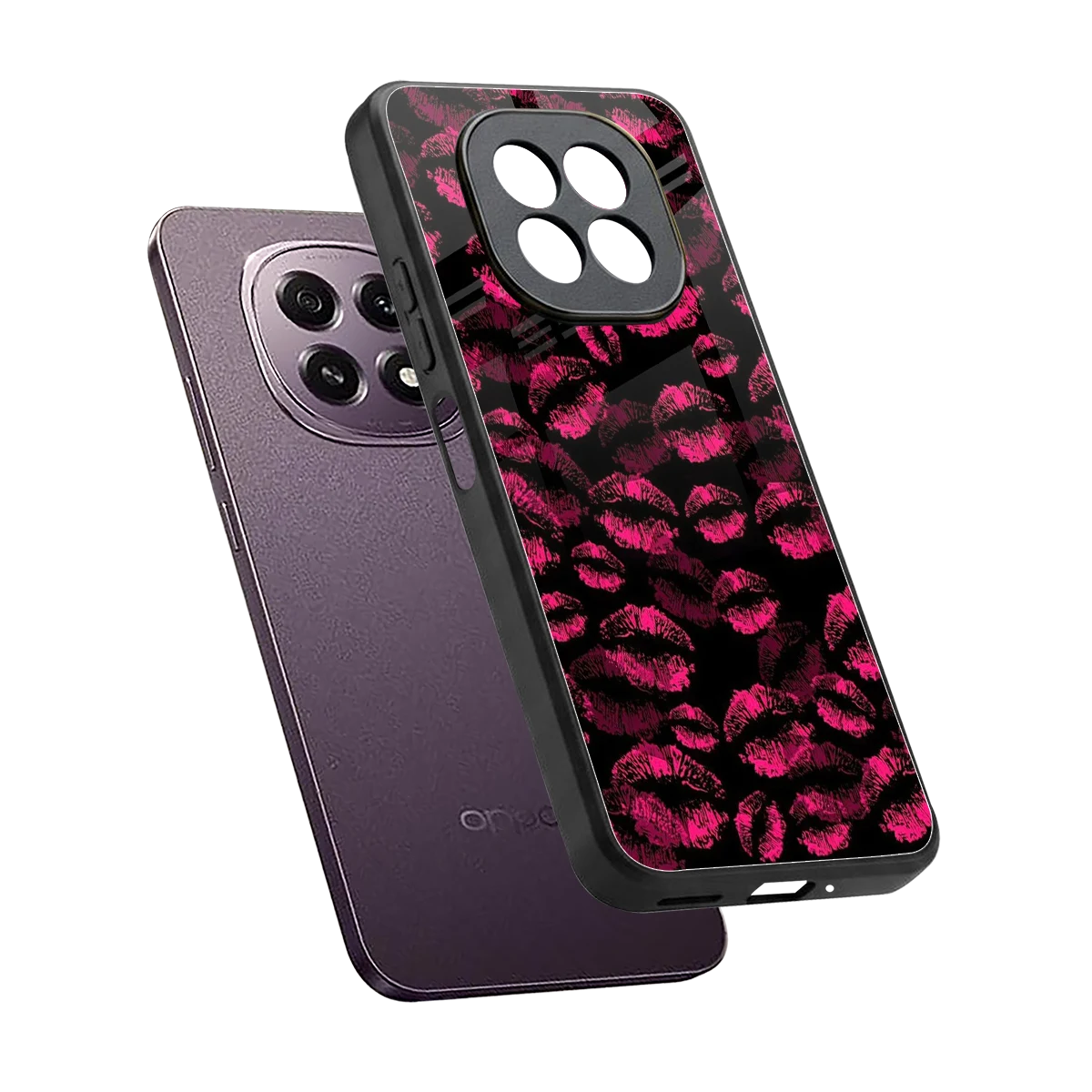 Lip Glam Black sleek oppo f29 5g cover with tempered glass back and TPU edges