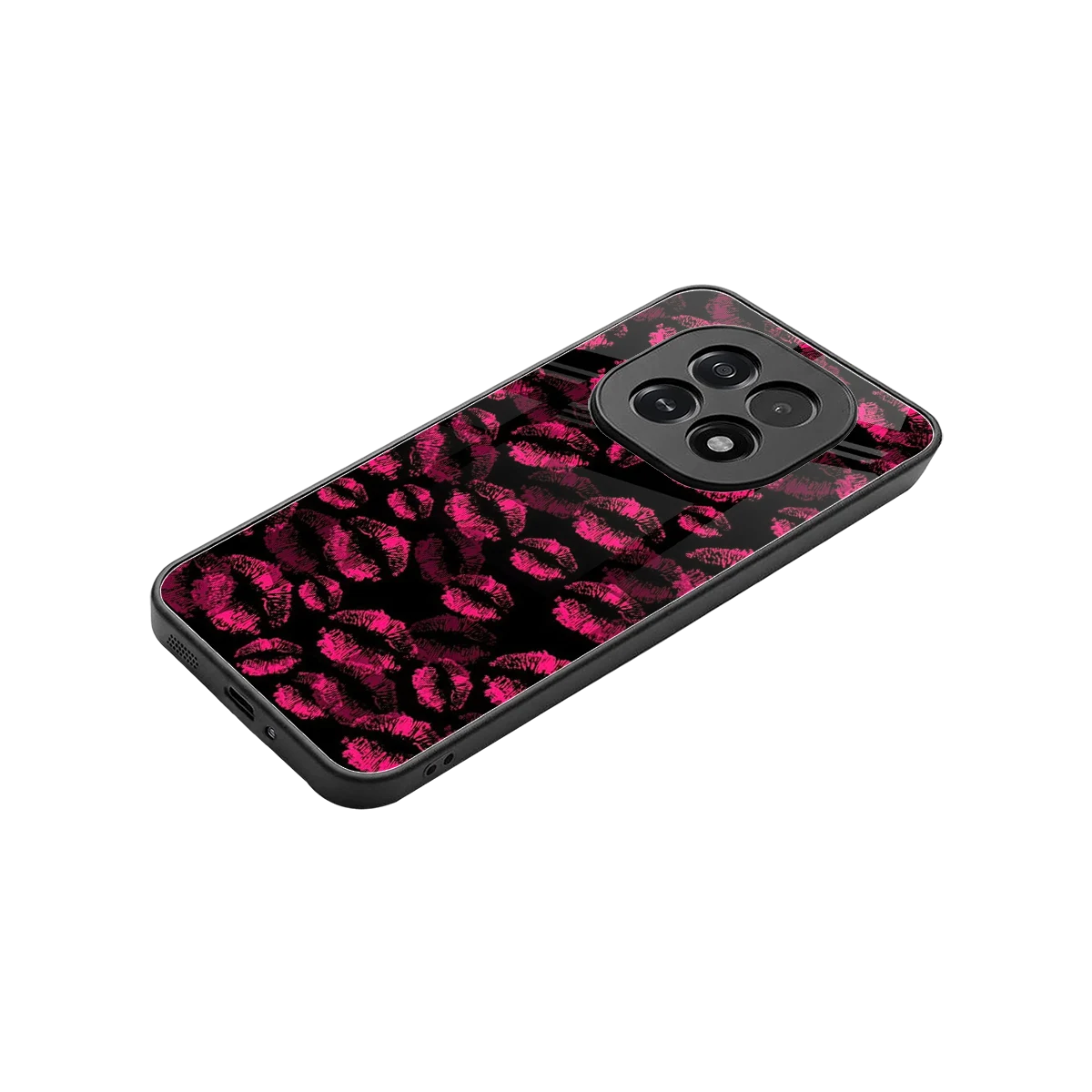 Lip Glam Black stylish phone case for oppo f29 5g | glossy glass and slim fit