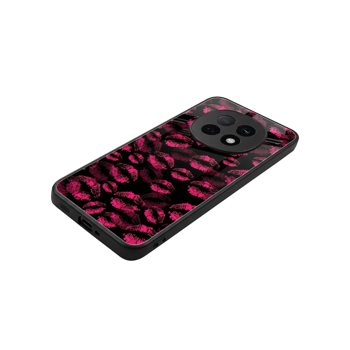 Lip Glam Black stylish phone case for oppo f29 pro 5g | glossy glass and slim fit