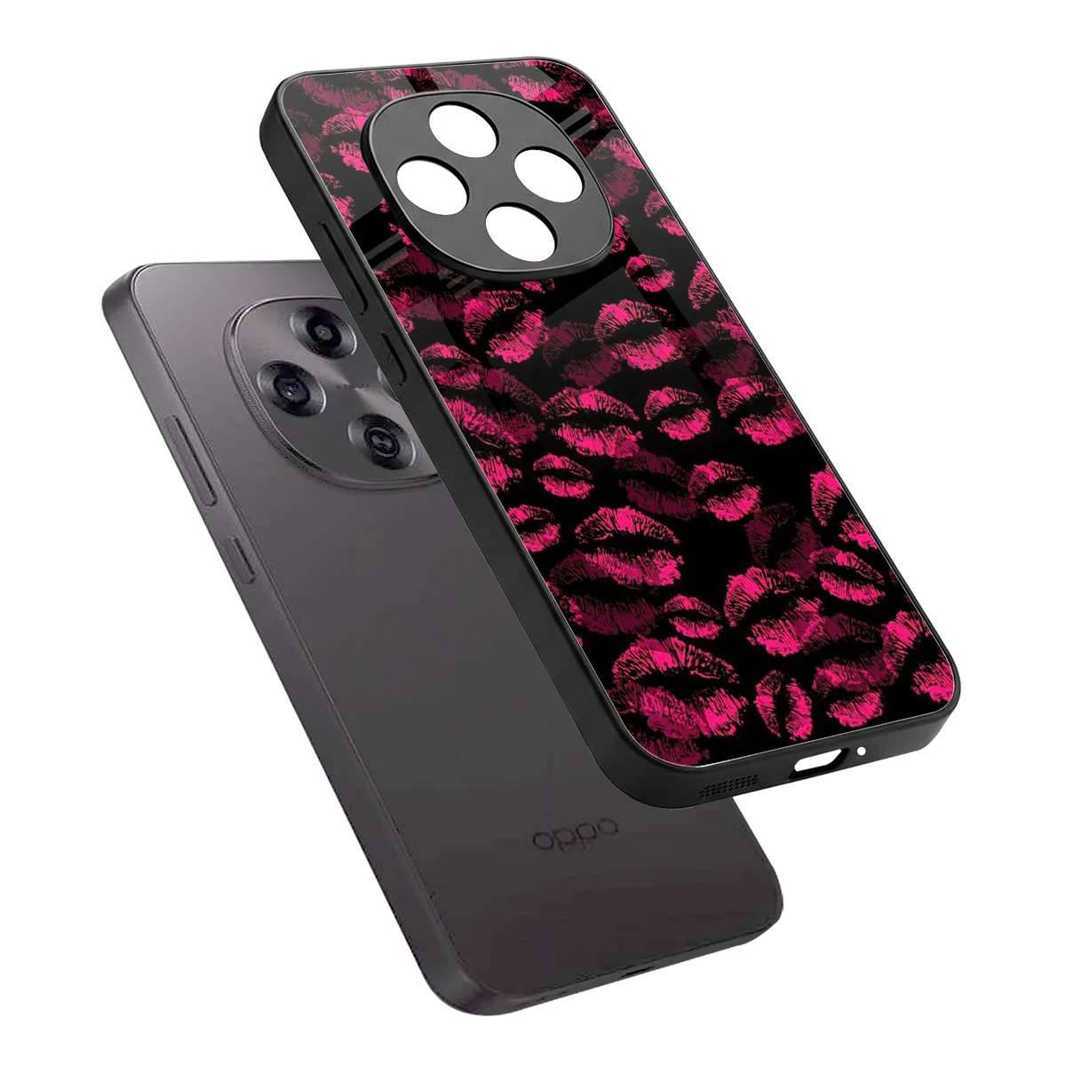 Lip Glam Black sleek oppo f31 pro 5g cover with tempered glass back and TPU edges
